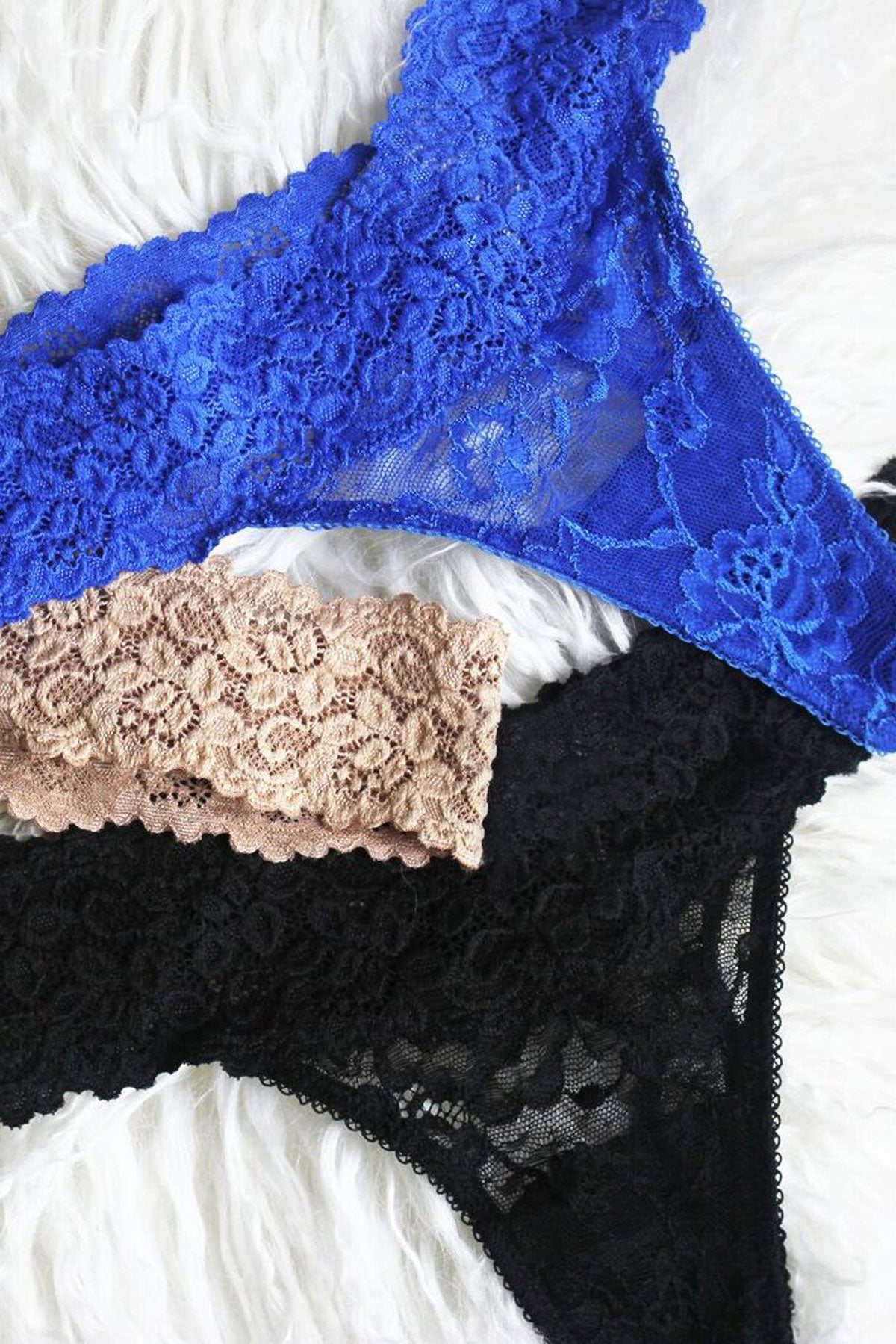 Multi Floral Lace Strappy Thong 3 Pack